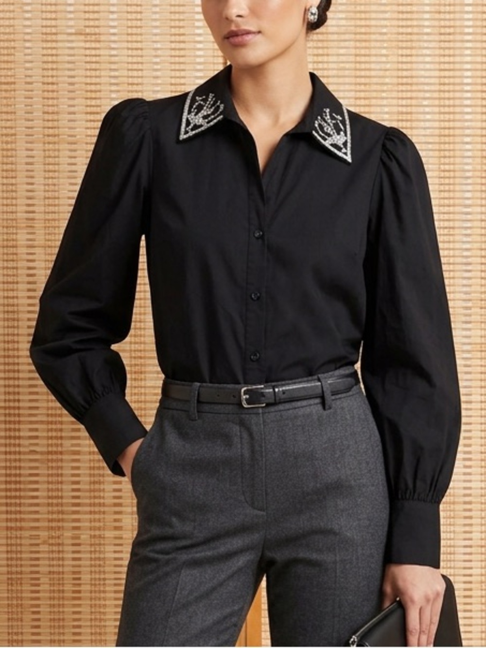 Marc New York Andrew Marc Embroidered Sequin Collar Black Size Large